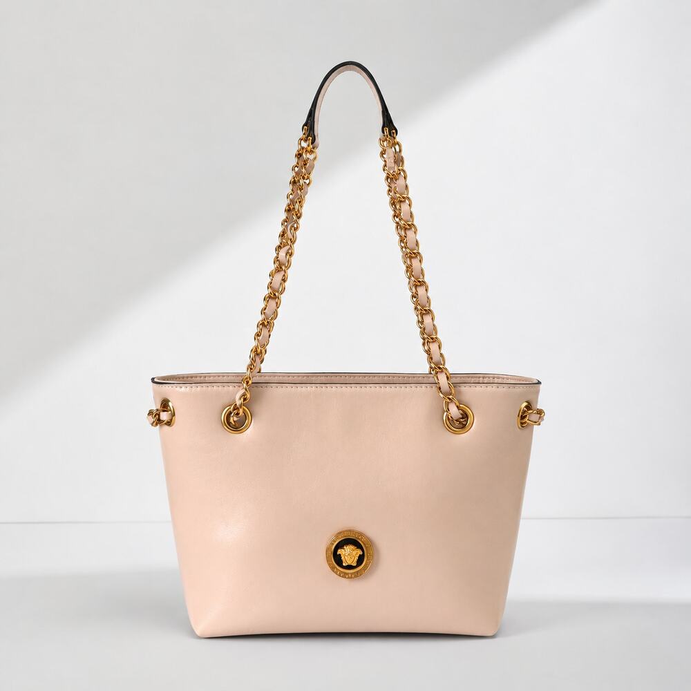 Versace Women's Pale Pink Leather Chain-small tote bag new